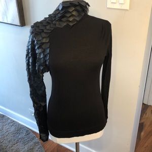 Goth/Game of Thrones-ish zip up Turtleneck with faux leather details